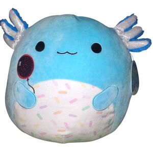 RARE Squishmallow Kellytoy 12" Clutch the Blue Axolotl with Balloon. NWT